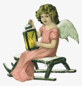 Christmas Angel With Lantern - Sitting, HD Png Download, Transparent PNG