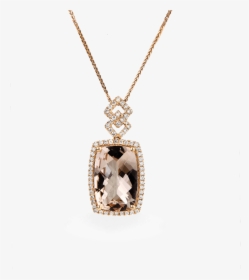 14k Rose Gold Elongated Morgan Pendant With Diamond - Locket, HD Png Download, Transparent PNG
