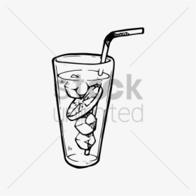 Download Iced Tea Black And White Clipart Iced Tea - Ice Tea Line Drawing, HD Png Download, Transparent PNG