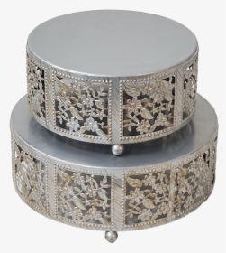 2 Tier Silver Cake Stand For Wedding Cake - Coffee Table, HD Png Download, Transparent PNG