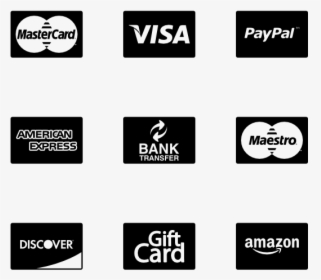 Payment Icons Png - Credit Card Icons Black And White, Transparent Png, Transparent PNG