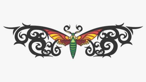 Tribal Butterfly Tattoo Colored Decal - Hummingbird Clearwing, HD Png Download, Transparent PNG