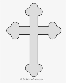 Free Budded Holy Cross Pattern Stencil Templates Printable - White Cross Cake Topper, HD Png Download, Transparent PNG
