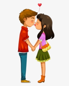 Cartoon Boy And Girl Kiss, HD Png Download , Transparent Png Image - PNGitem