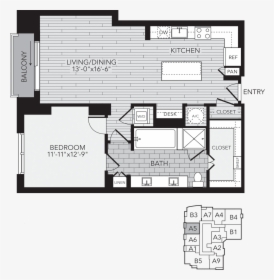 A5 Houston One Bedroom Apartment Floor Plan - Floor Plan, HD Png Download, Transparent PNG
