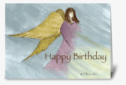 Angel Birthday Blue Greeting Card - Birthday Pic With Angel, HD Png Download, Transparent PNG