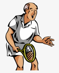 Vector Illustration Of Retired Elderly Tennis Player, HD Png Download, Transparent PNG