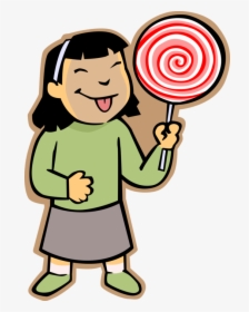 Vector Illustration Of Primary Or Elementary School - Girl With Lollipop Cartoon, HD Png Download, Transparent PNG