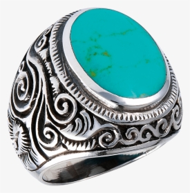 Swirled Scrollwork Turquoise Ring - Titanium Ring, HD Png Download, Transparent PNG