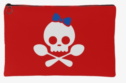 Spoonie Skull Blue Bow Accessory Pouch Red - Illustration, HD Png Download, Transparent PNG