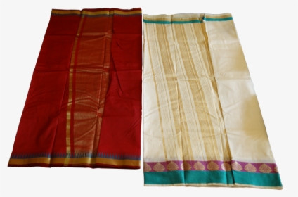 Raw Silk Saree With Contrast Blouse - Stitch, HD Png Download, Transparent PNG