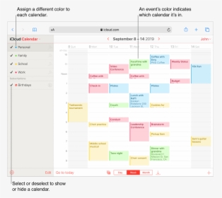 The Icloud Calendar Window, With Several Calendars - Calendario Apple, HD Png Download, Transparent PNG