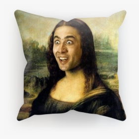Nicolas Cage As The Mona Lisa ﻿sublimation Cushion - Nicolas Cage Mona Lisa, HD Png Download, Transparent PNG