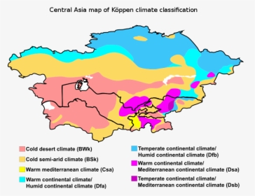 Central Asia Map Of Köppen Climate Classification - Mediterranean Climate Of Asia, HD Png Download, Transparent PNG