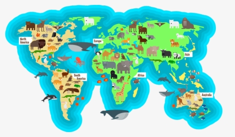 High Resolution World Map With Animals, HD Png Download, Transparent PNG