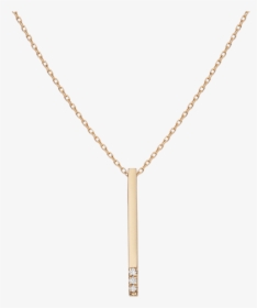 Short Gold Bar Drop Necklace With Diamonds - Vertical Gold Bar Necklace With 3 Diamonds, HD Png Download, Transparent PNG