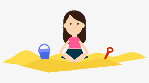 Hand Drawn Little Girl Playing With Sand Elements Clipart, HD Png Download, Transparent PNG