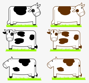 Black And Brown Cows With Grass - การ์ตูน วัว น่า รัก, HD Png Download, Transparent PNG