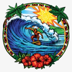 Hawaiian Surfing Tropical Cutout Vinyl Sticker Tiki - Tropical Surf Clipart, HD Png Download, Transparent PNG