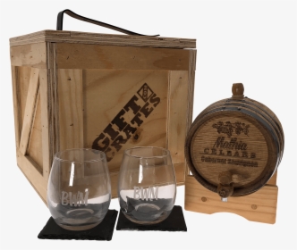 Wine Barrel With Glasses In Gift Crate, HD Png Download, Transparent PNG
