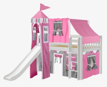 Twin Low Loft Bed With Straight Ladder, Curtain, Top - Tent, HD Png Download, Transparent PNG