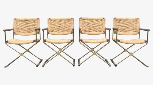 4 Vintage Regency Style Director Chairs With Rattan/rope - Chair, HD Png Download, Transparent PNG