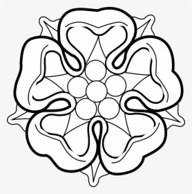 Black And White Rose Border Clip Art Heraldic - Heraldic Rose Clip Art, HD Png Download, Transparent PNG