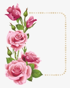 Large Transparent Frame With Pink Roses And Pearls - Happy Sunday Quotes In Urdu, HD Png Download, Transparent PNG