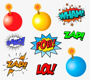 Superhero Words, Pow, Bam, Bomb, Batman, Action Words - Wham Cartoon, HD Png Download, Transparent PNG