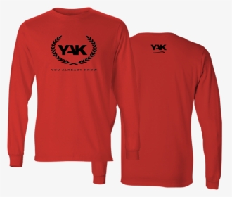 Yak Stylish Long Sleeve T Shirt 2 Red Front Back - Long Sleeve Red T Shirt Front Back, HD Png Download, Transparent PNG