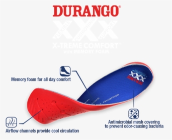 Durango X Treme Comfort Footbed With Memory Foam - Carmine, HD Png Download, Transparent PNG
