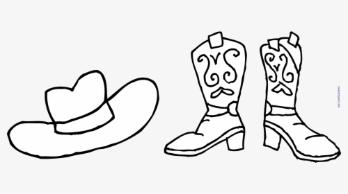 Cowboy Hat Boots Coloring Page Clip Art Sweet New, HD Png Download, Transparent PNG