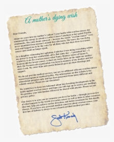 Mothers Dying Wish - Testimonial Sample, HD Png Download, Transparent PNG