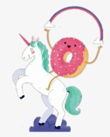 #unicorn #donut #rainbow #cloud #tumblr #cute #sticker - Unicorn Cartoon Tumblr Rainbow, HD Png Download, Transparent PNG