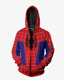 Into The Spider Verse Peter Parker Cosplay Zip Up Hoodie - Hoodie, HD Png Download, Transparent PNG