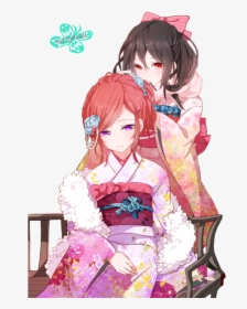 Anime Girl Kimono Red, HD Png Download, Transparent PNG
