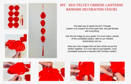 Red Velvet Chinese Lanterns Hanging Decoration - Rose, HD Png Download, Transparent PNG