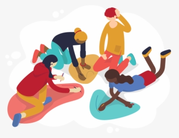 4 People Painting Together On The Ground - Illustration, HD Png Download, Transparent PNG
