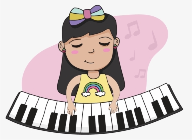 Girl Playing The Piano - Cartoon, HD Png Download , Transparent Png Image -  PNGitem