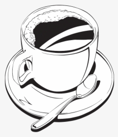 Vector Swirl Clipart Coffee - Coffee Black And White Drawing Png, Transparent Png, Transparent PNG