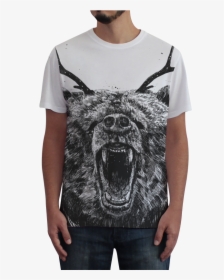 Camiseta Fullprint Angry Bear With Antlers De Balázs - Bear With Antlers, HD Png Download, Transparent PNG