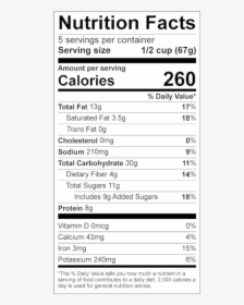 Nuttybirdgranola Original Nutritionlabel - Oat Flour Nutrition Facts, HD Png Download, Transparent PNG