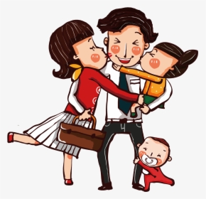 Hand Drawn Cartoon Family Decoration Vector - 一家 人 卡通, HD Png Download, Transparent PNG