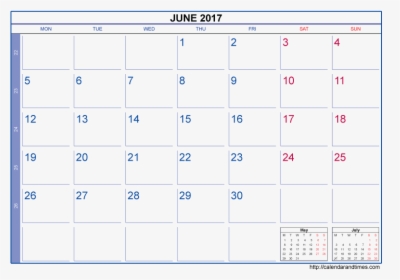 June 2017 Calendar Template - Tipos De Bateria Cr, HD Png Download, Transparent PNG
