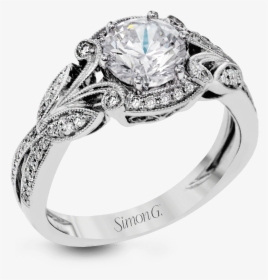 Tr629 Simon G - White Gold Vintage Inspired Engagement Rings, HD Png Download, Transparent PNG