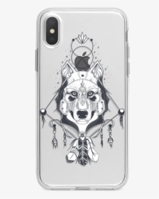 Spiritual Wolf Tattoo Iphone Case - Tribal Wolf Dreamcatcher Drawing, HD Png Download, Transparent PNG