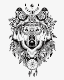 Transparent Fierce Lion Clipart - Wolf Dream Catcher Tattoo, HD Png Download, Transparent PNG
