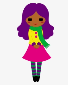Clipart Cute Girl 101 Clip Art - Girl With Purple Hair Cartoon, HD Png Download, Transparent PNG