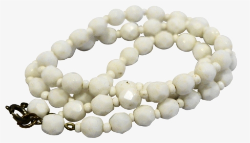 White Milk Glass Faceted Bead Strand Necklace - Bead, HD Png Download, Transparent PNG