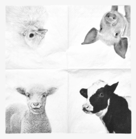 Paper Napkins Farm Animals Bw Cm - Napkin, HD Png Download, Transparent PNG